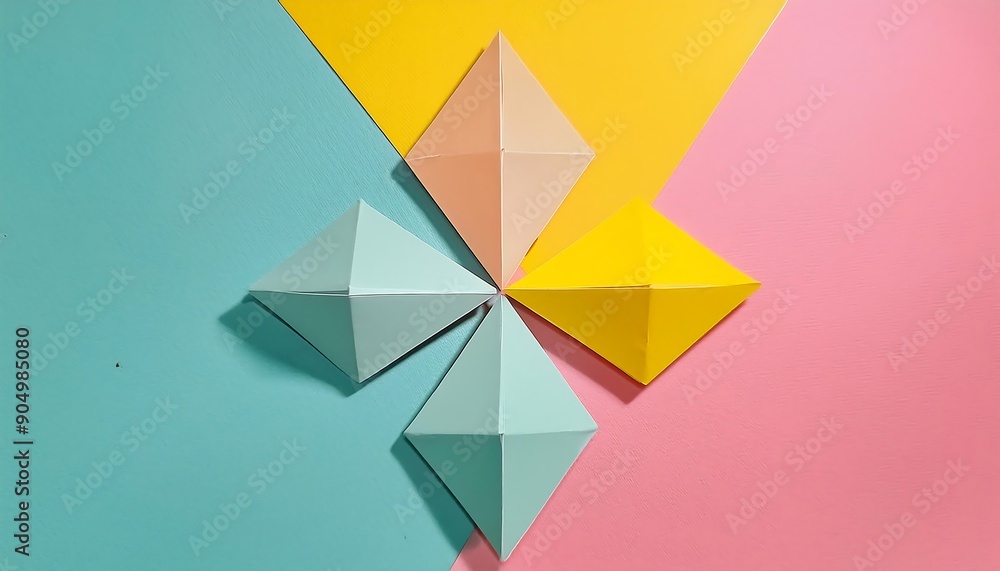Poster pastel color background vector with geometric shapes forming a symmetrical pattern