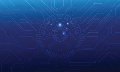 Obraz premium Abstract computer electronic circuit board. Blue gradient futuristic technology background.