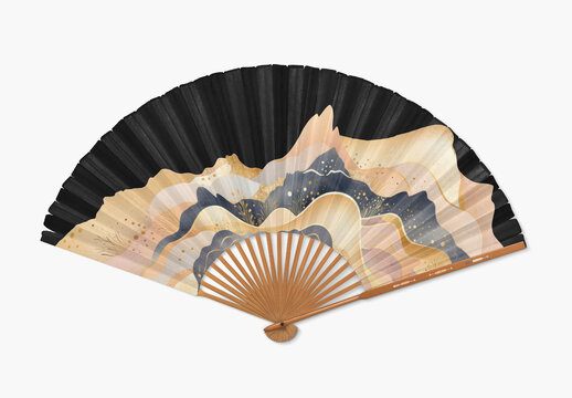 Prouct Flatlay Asian Fan Mockup