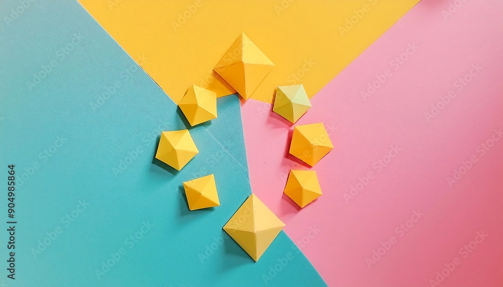 Poster pastel color background vector with geometric shapes forming a symmetrical pattern