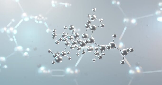 Clindamycin rotating 3d molecule, molecular structure of antibiotic, seamless video
