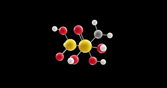 Etidronic acid molecule, rotating 3D model of etidronate, looped video on a black background