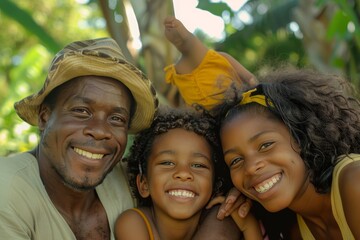 Joyful african american family having a great time together outdoors on a lovely day