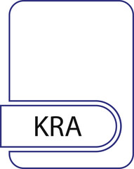 KRA File format icon black outline and light color text