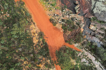 Top down view of the Railway Reserves Heritage Trail through John Forrest National Park in Perth