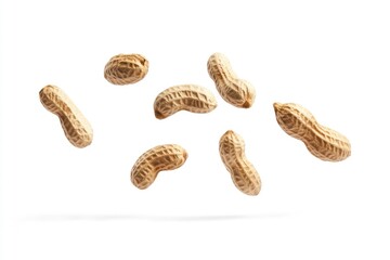 Falling peanut isolated on white background, full depth of field , ai