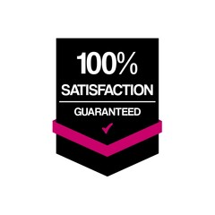 100% Satisfaction Guaranteed Icon. 100% Satisfaction Label Isolated on White Background. Best 100% Satisfaction Guaranteed Label for product packaging. Pink theme. 