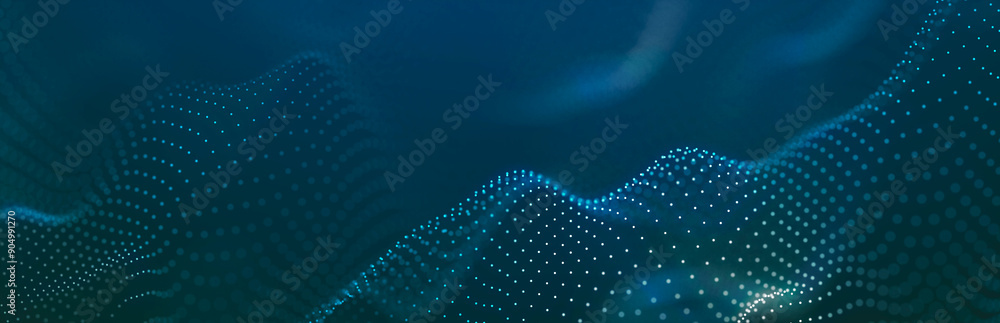 Aufkleber futuristic wave with points and lines. big data. dynamic wave background. 3d rendering