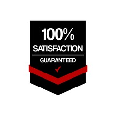 100% Satisfaction Guaranteed Icon. 100% Satisfaction Label Isolated on White Background. Best 100% Satisfaction Guaranteed Label for product packaging. Red theme. 