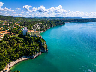 Obraz premium Between Duino Castle and Sistiana Bay. A wonder of the upper Adriatic coast.