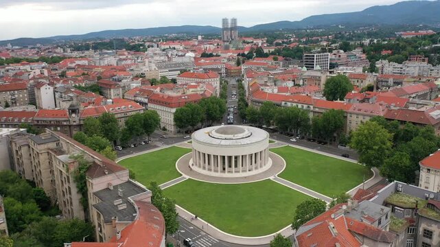 Zagreb Mestrovic Pavilion drone video