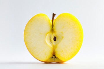 half yellow Apple, fruit slice isolated on white background, full depth of field , ai