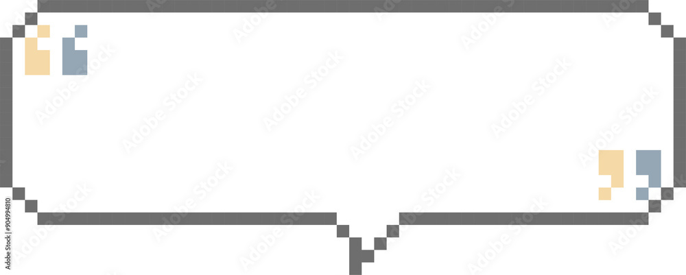Poster 8bit retro game pixel speech bubble balloon with quotation marks, icon sticker memo keyword planner 