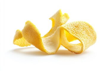 Lemon Peel isolated on white background, full depth of field, ai