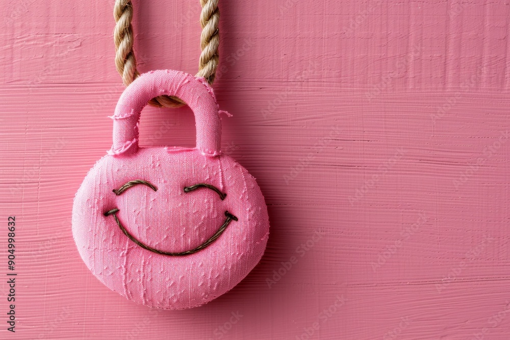 Poster soft pink lock on a matching background, offering a minimalist and harmonious approach to secure des