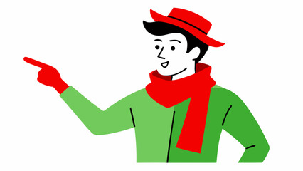 Vector Line Art of Amazed Santa Claus in Fashionable Clothes with Hat and Scarf