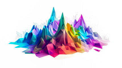 Colorful vector graphic of an abstract geometric shape with data chart elements.