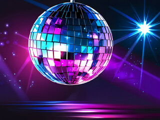 Obraz premium disco ball with disco lights,Ai generated 