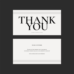 Thankyou card design minimal and luxury style. Insert product card