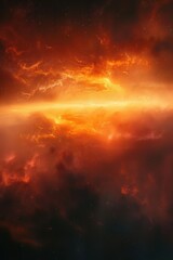 Fototapeta premium Cosmic clouds illuminated by fiery galaxies in deep space during celestial event