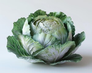 Fototapeta premium a green cabbage on a white background.