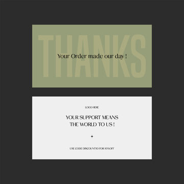 Thankyou card design minimal and luxury style. Insert product card