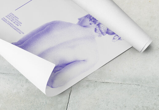 Stationery Flatlay Roll Poster Paper Mockup