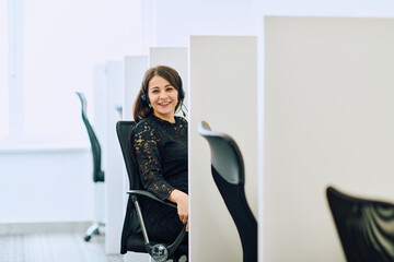 Female Call Center Agent Providing Customer Support and Assistance.