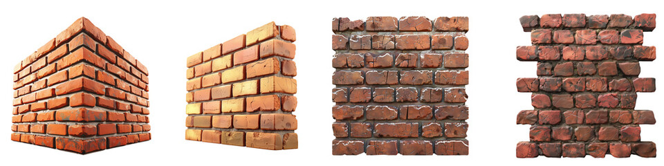 Fototapeta premium 3D Brick Wall, on isolated transparent background