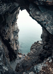 A dark rock hole frame border with a white background, offering a clean and minimalist look.