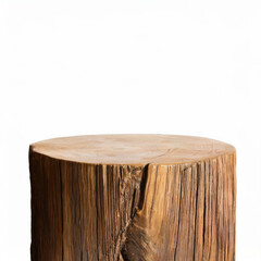 old  Round wooden podium isolated on white background

