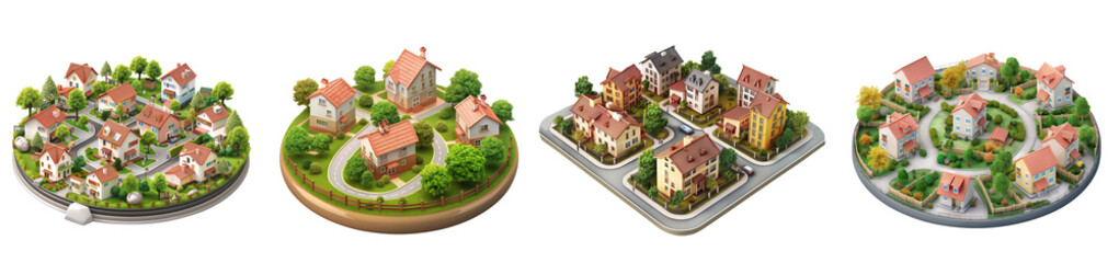 3D Residential Area icon, on isolated transparent background