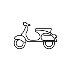 Fototapeta premium Scooter line icon, outline vector sign, linear style pictogram isolated on white. Delivery symbol, logo illustration.