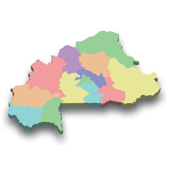 Fototapeta premium 3d isometric colored map of Burkina Faso