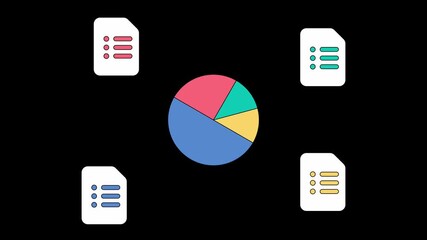 Diagram pie chart infograph data animated footage looping transparent