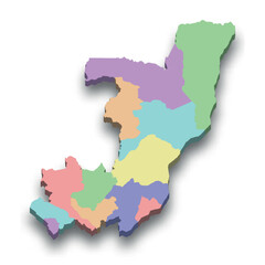 3d isometric colored map of Congo