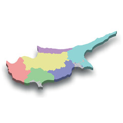 Fototapeta premium 3d isometric colored map of Cyprus