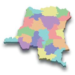 3d isometric colored map of DR Congo