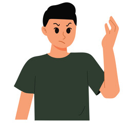 a portrait of angry man with hand gestures illustration
