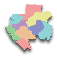 3d isometric colored map of Gabon