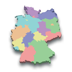 3d isometric colored map of Germany