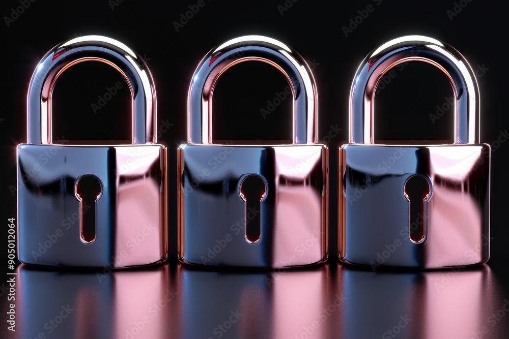 Poster line of digital padlocks in a server room, highlighting reinforced cybersecurity in data center oper