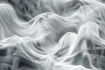 Obraz premium Seamless texture featuring abstract white waves and black dots connected by lines, creating a futuristic and intricate design