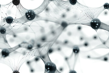 Seamless texture featuring abstract white waves and black dots connected by lines, creating a futuristic and intricate design