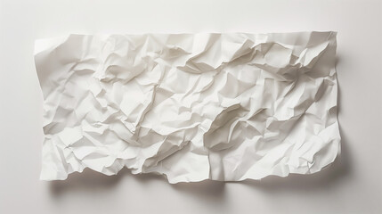 White Crumpled Paper Texture: Minimalist and abstract, a crumpled sheet of white paper against a white background evokes a sense of imperfection, discarded thought, or creative potential.  