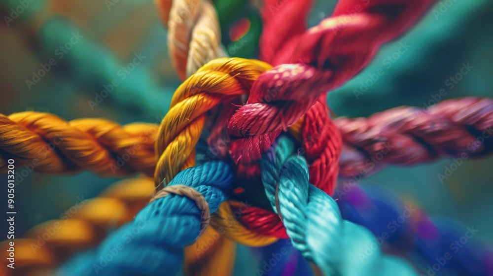 Aufkleber team rope diverse strength connect partnership together teamwork unity communicate support. strong d