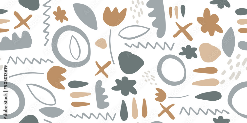 Poster design pattern from drawn elements. scandinavian, minimalist and abstract style.