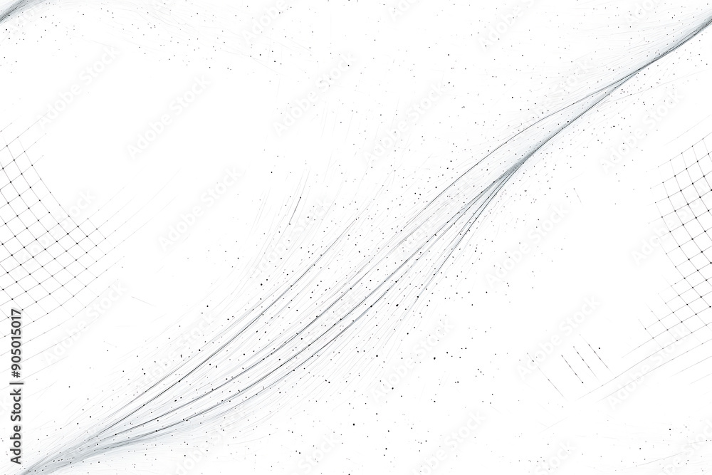 Poster seamless texture featuring abstract white waves and black dots connected by lines, creating a futuri