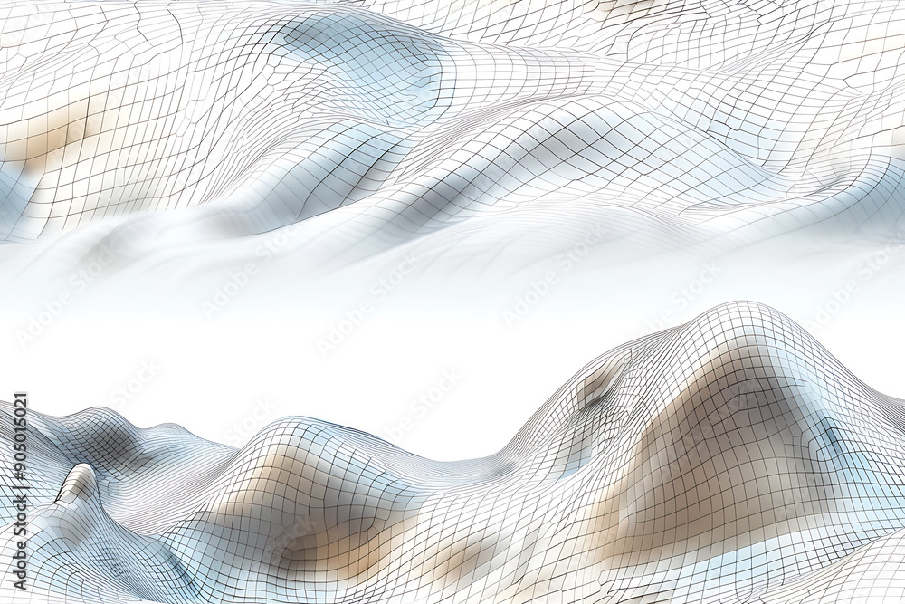 Poster seamless texture featuring abstract white waves and black dots connected by lines, creating a futuri