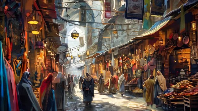 Old shops in a middle eastern old bazaar